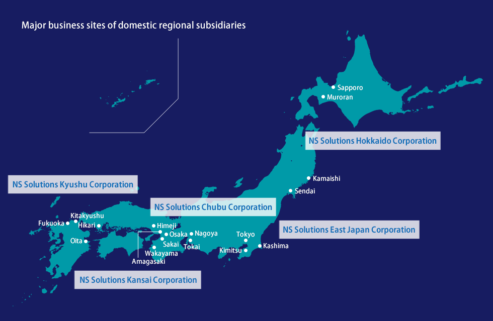 Major business sites of domestic regional subsidiaries